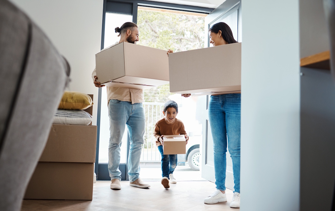 Family moving into their new home
