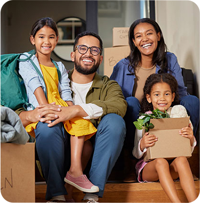 happy family moving into their new home