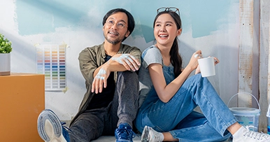 couple dreaming about the design possibilities for new home
