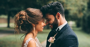 bride and groom on their wedding day